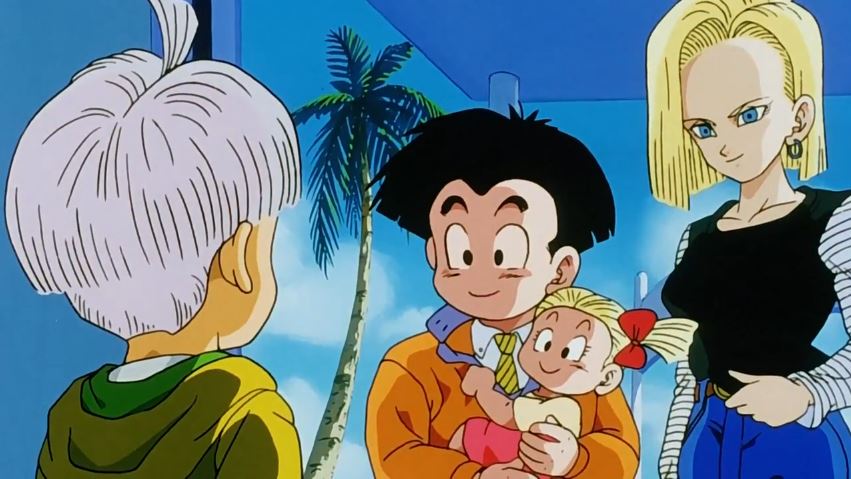 Krillin, 18 and Maron show up at the Brief's house for a party and Tru...