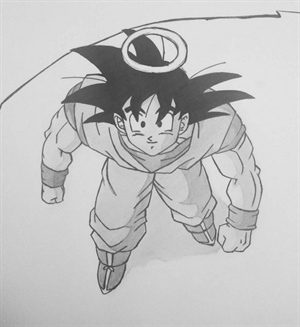 Goku with Halo - Buy Dragonball Production Art for Sale - Rubberslug